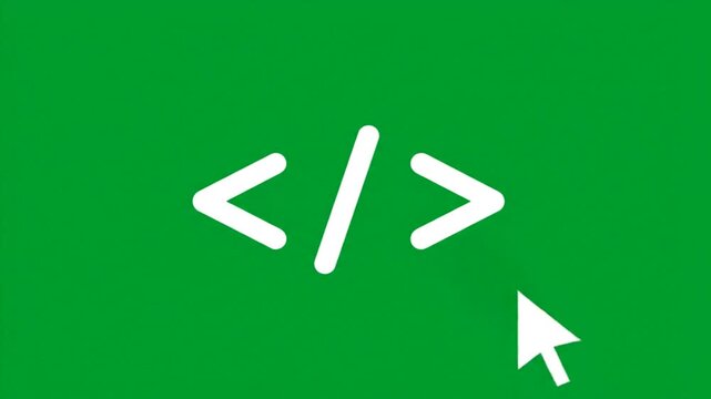 Coding icon with mouse cursor on green background