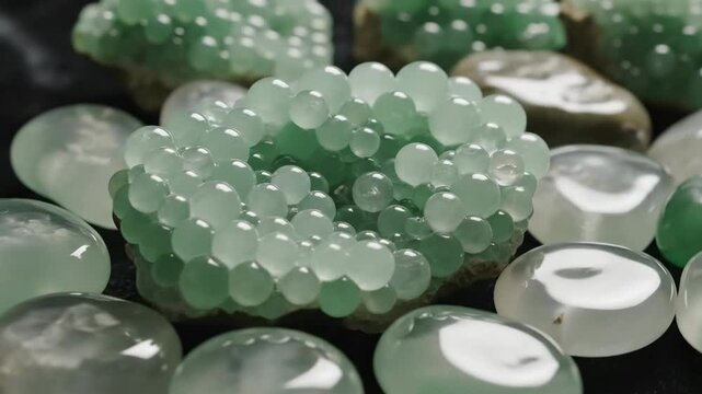 Pale Green Prehnite and Chalcedony Gemstone Arrangement