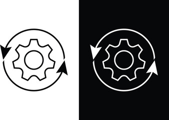 Obraz premium Circular process icon with gear and arrows, representing workflow and automation