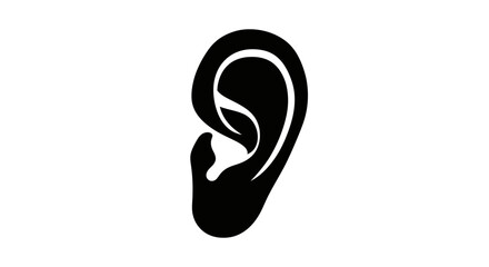 Fototapeta premium Human Ear Silhouette Icon Graphic Illustration.