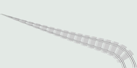 Fototapeta premium Endless wooden ties and wavy bend steel rails isolated on white. Freehand outline ink hand drawn picture icon sketchy in art scribble vintage style pen on paper. Perspective view with space for text