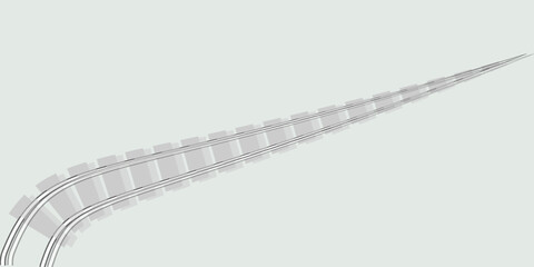 Fototapeta premium Endless wooden ties and wavy bend steel rails isolated on white. Freehand outline ink hand drawn picture icon sketchy in art scribble vintage style pen on paper. Perspective view with space for text