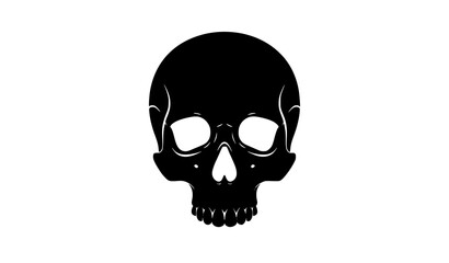 Obraz premium Human Skull Black and White Vector – Silhouette Shapes Illustration