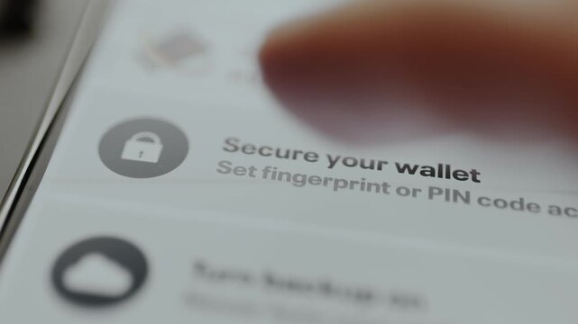 Secure your wallet, security prompt asking to set up a fingerprint or PIN code to protect the digital wallet