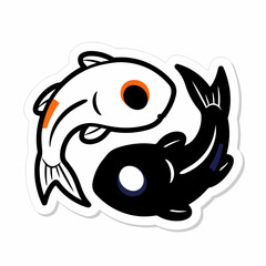 Cartoon vector illustration of yin yang with fish symbol