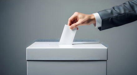 Hand putting ballot paper into box