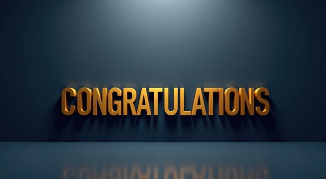 Golden congratulations sign in a dark room congrarulation holiday background copy space