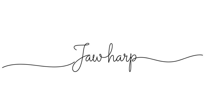 Jaw harp text design with elegant script on white background. No editable strokes