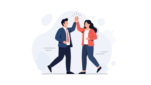 Teamwork Success: Diverse Colleagues Celebrating Achievement with High Five
