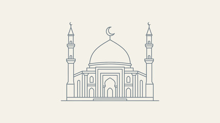 Vector illustration of a mosque with minarets and dome © Md Shaikh Farid