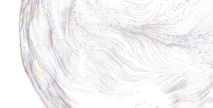 Abstract artwork featuring flowing lines and dotted patterns, suggestive of data visualization or scientific illustrati