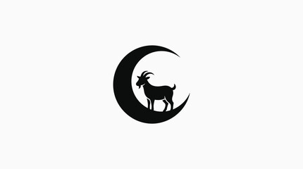 Black goat on crescent moon vector icon © Md Shaikh Farid
