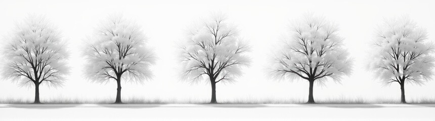 Fototapeta premium Row of trees with snow on them plant background