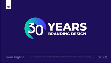 30 years anniversary brand mark icon vector template circle logo mark banner dark