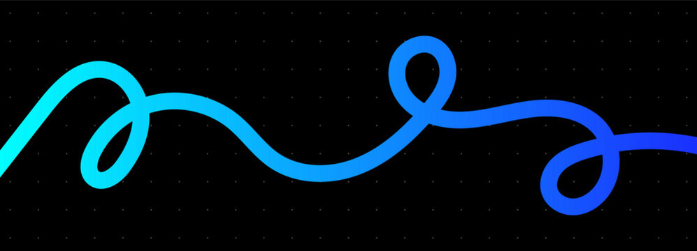 Line cable drawing for squiggle curve long and abstract tangle. Wavy curvy thread for black pattern vector and squiggly wire. Line doodle rope for squiggle divider element and curve.