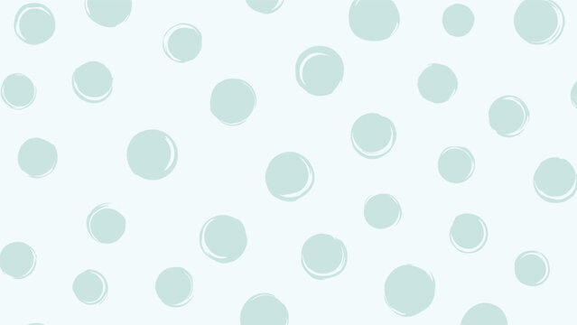 Calm and artistic seamless pattern of soft seafoam green circles with a hand-painted brush stroke texture on a very light mint background.