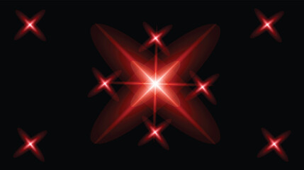 Vibrant red starburst with radiating energy on black background © MstSharibun