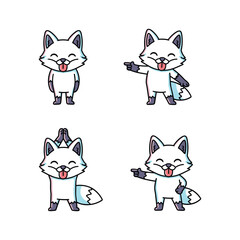 Fototapeta premium Cartoon fox character set with different gestures and expressions