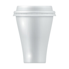 A mockup of a plastic container for storing fermented milk products such as yogurt, sour cream, cottage cheese, and others, in an optical shape and with an airtight lid, on a white background.