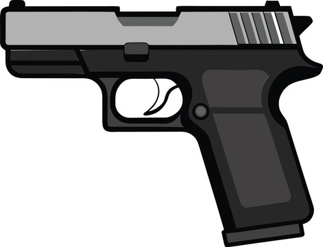 Tactic Pistol Glock Gun Vector Illustration.