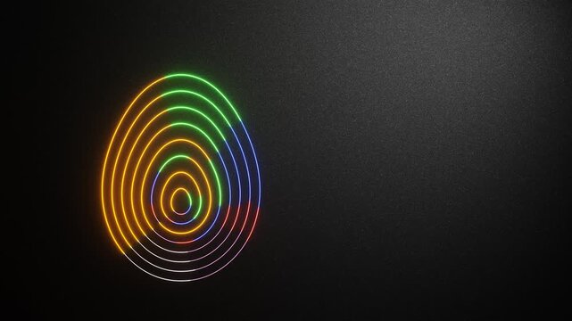 Colorful neon lines forming the shape of an egg in a seamless looping animation
