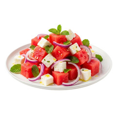 Watermelon feta salad with mint and red onion