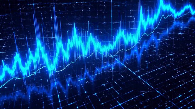 Blue digital graph on dark background