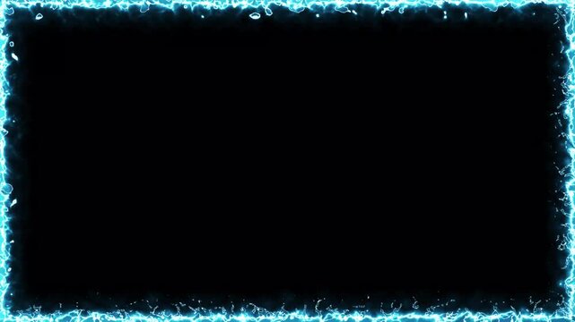 Electric blue lightning border surrounding a black empty space for design