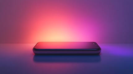 Smartphone device displaying gradient lighting on surface isolated background