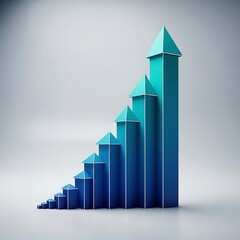 Business growth chart with blue bars.