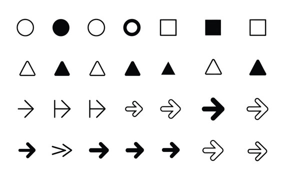 Arrow Bullet Icon vector illustration, bullet list symbols for PowerPoint presentations, arrow point collection, presentation and infographic design elements.