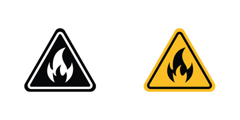 Obraz premium Fire warning sign in doodles flat and line stroke pack