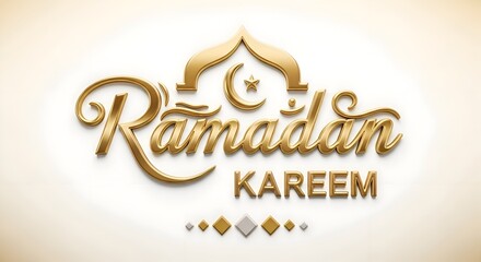 Ramadan Kareem luxurious 3D golden calligraphy with Islamic arch design