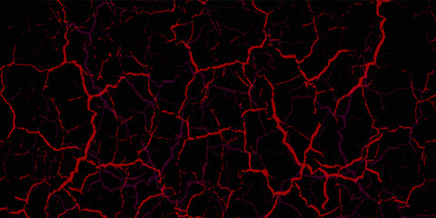 striking red and black cracked texture background, resembling molten lava or fractured earth. The glowing cracks create a dramatic and intense visual effect.eps10 © rezel
