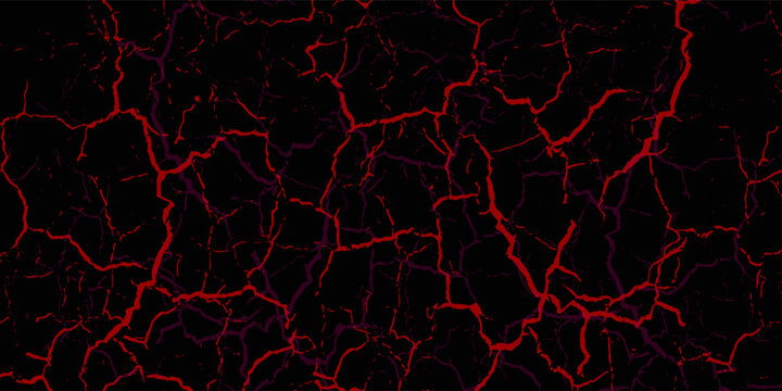 striking red and black cracked texture background, resembling molten lava or fractured earth. The glowing cracks create a dramatic and intense visual effect.eps10