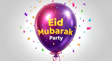 Eid Mubarak party balloon with colorful confetti and festive flair