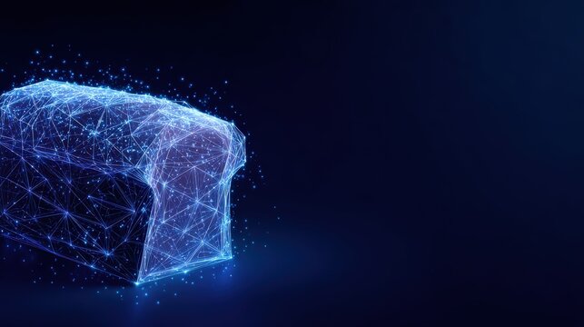 Digital representation of a loaf of bread, showcasing a futuristic and technological concept. ..Created with Generative AI, not depicting real subjects.