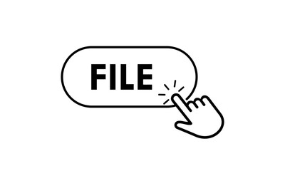 Minimalist vector logo set of interactive interface buttons. Featuring navigation icons like File with a clean hand pointer clicking design for web and apps.