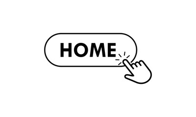 Minimalist vector logo set of interactive interface buttons. Featuring navigation icons like home with a clean hand pointer clicking design for web and apps.