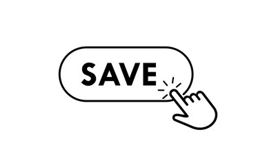 Minimalist vector logo set of interactive interface buttons. Featuring navigation icons like save with a clean hand pointer clicking design for web and apps.