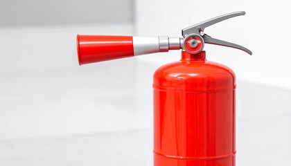 Naklejka premium Red Fire Extinguisher with Pressure Gauge and Hose – Indoor Safety Equipment Photography