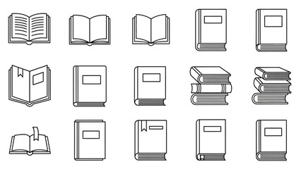 Collection of various book icons.