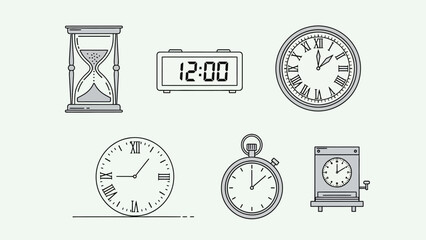 Fototapeta premium Collection of various clock types.