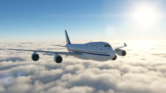  Wide-Body Commercial Airplane Flying Above Clouds in Daylight Sky