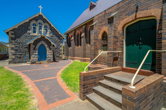 The old and new St Patrick's Catholic Church in Glen Innes, NSW