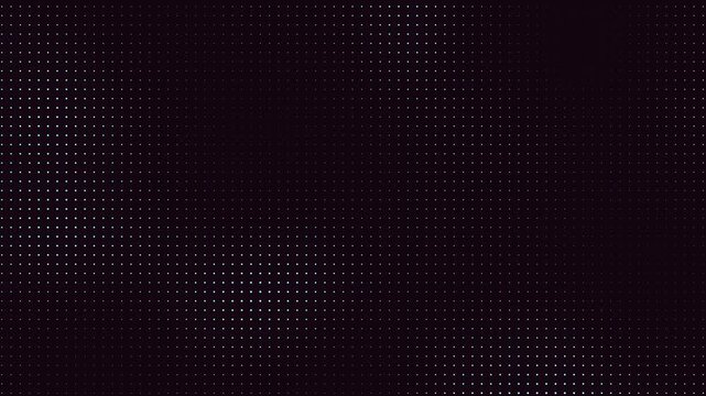 Abstract glowing light dots forming a pattern on a dark background, digital art. Seamless loop.