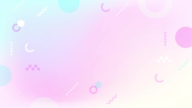 20秒ループ｜ふわふわ揺れるパステル幾何学模様アニメーション背景｜メンフィス風カラフル動画素材