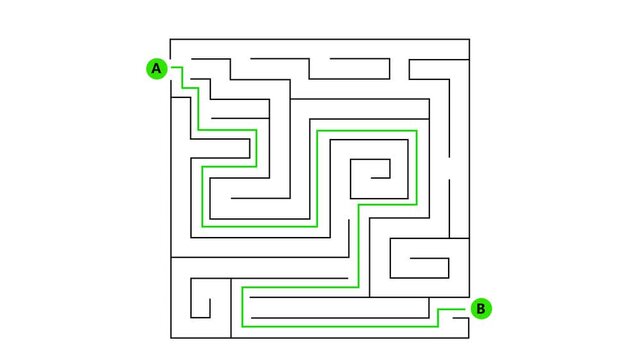 Find right way. kids puzzle game. simple logic game. maze or labyrinth game. find the right path. quiz challenge. success and business solution. Motion graphics of quiz concept