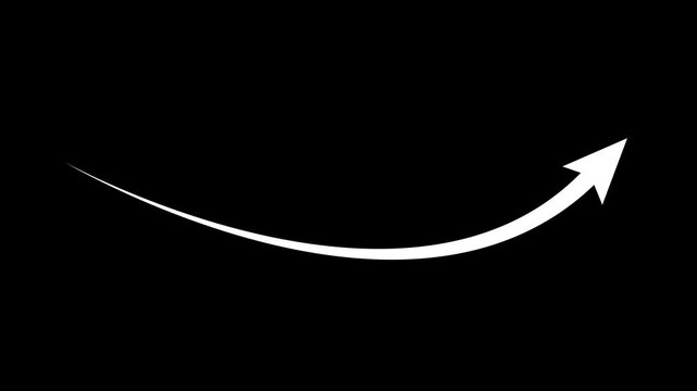 Green thin long curved arrow pointing to right. arrow indication and direction symbol. Motion graphics of business graph concept