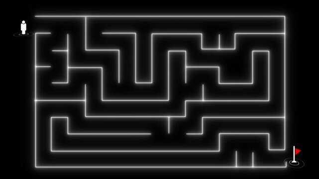 Find right way. puzzle game for kids. simple logic game. labyrinth conundrum. labyrinth maze game. find right path. Motion graphics of quiz concept